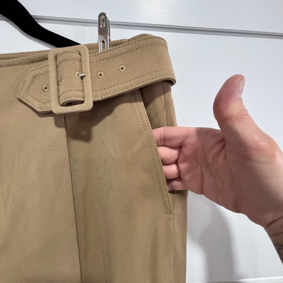 Club Monaco Tan High-Waist Belted Trousers - Picture 6 of 16